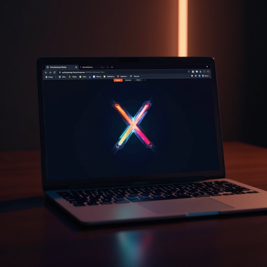 x.com terbuka dalam latar belakang redup di chromebook